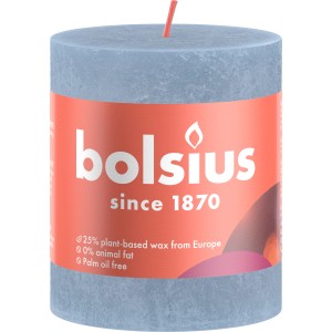 Bolsius Rustik-Kerze Shine Winter Edition in Himmelblau, Ø 6,8 cm x 8 cm.