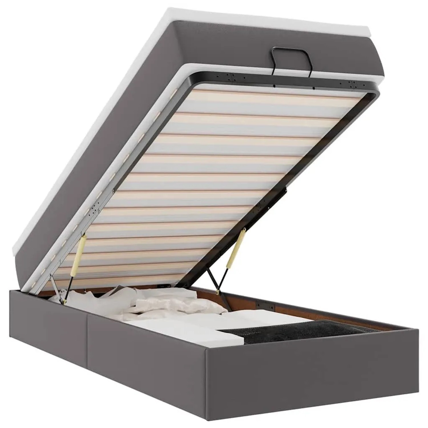 vidaXL Ottoman-Bett mit Matratze Grau 90x200 cm Kunstleder 3311019