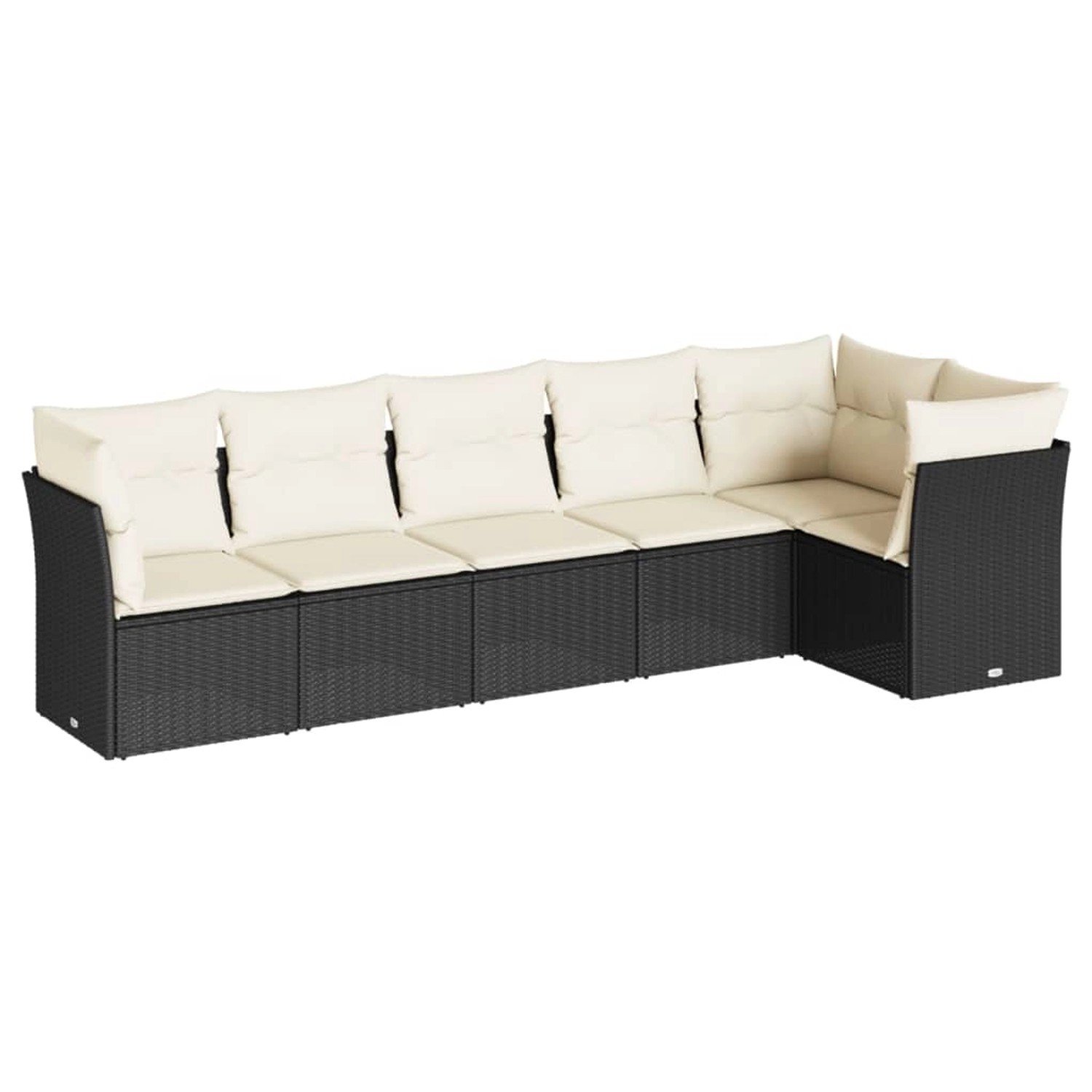 vidaXL 6-tlg Garten-Sofagarnitur mit Kissen Schwarz Poly Rattan Modell 3