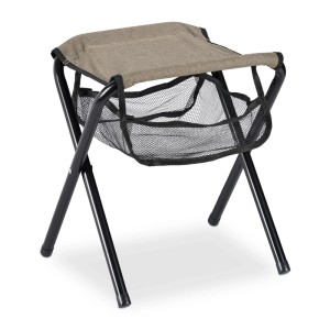 Relaxdays Klapphocker Polyester Metall Beige Faltbar 120 kg 39 cm x 29 cm x 35 cm