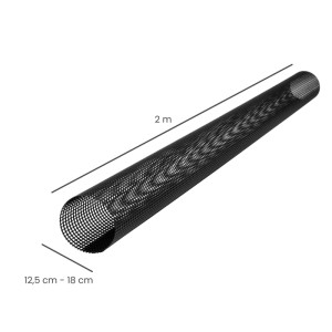 Schwarzes INEFA Dachrinnen Laubschutzgitter, 2 m lang, für Rinnen Ø 125-180 mm. Schützt vor Verstopfung.