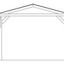 Technische Zeichnung: Weißer Skan Holz Carport Westerwald mit geraden Kopfbändern, Maße 362x541 cm.