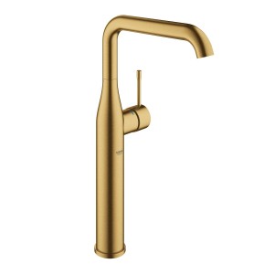 Grohe Essence Waschtischarmatur XL in gebürstetem Gold für freistehende Waschbecken.