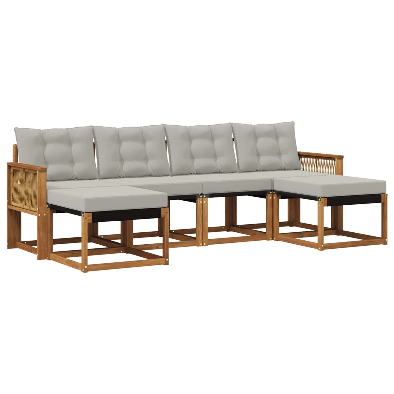 vidaXL Outdoor-Sofagarnitur mit Kissen 6 Stk Natur und Hellgrau 3382131