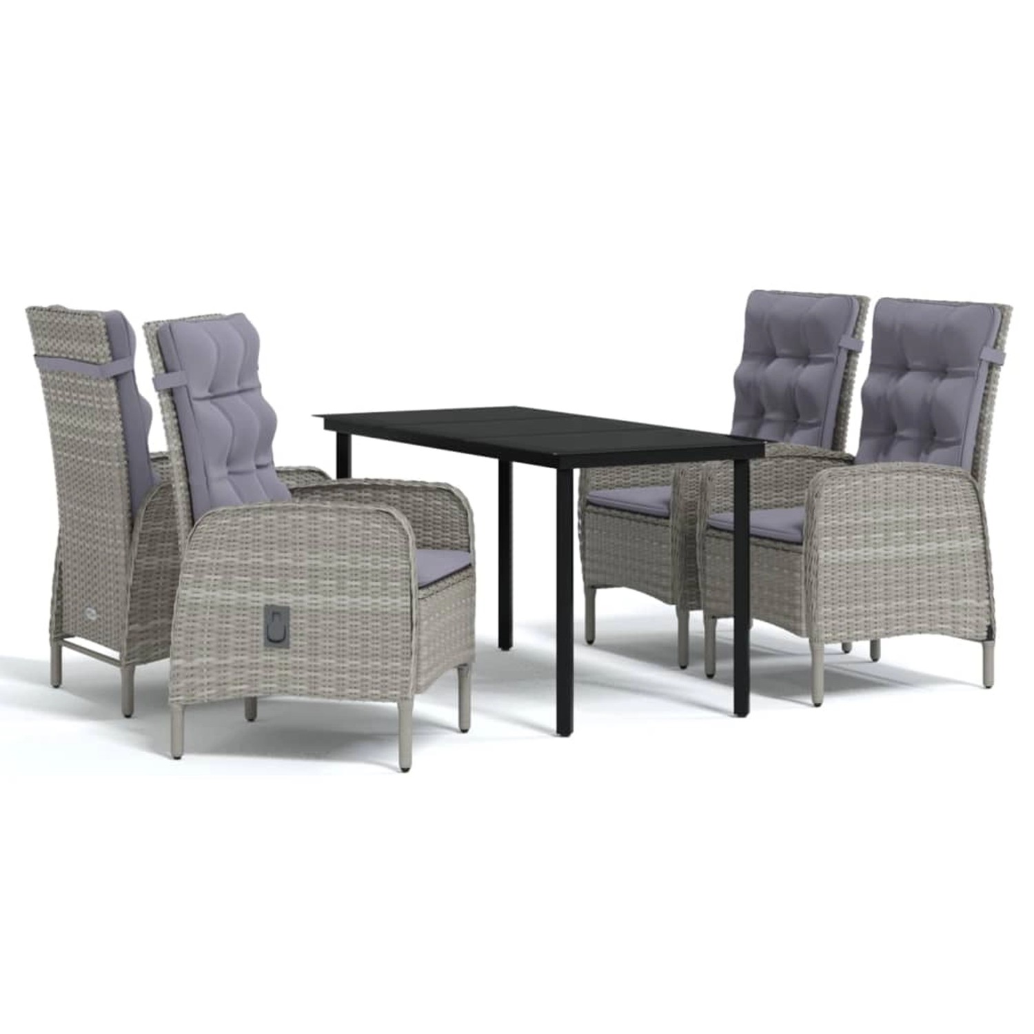 vidaXL 5-Tlg Garten-Essgruppe mit Kissen Grau und Schwarz 3099361 günstig online kaufen