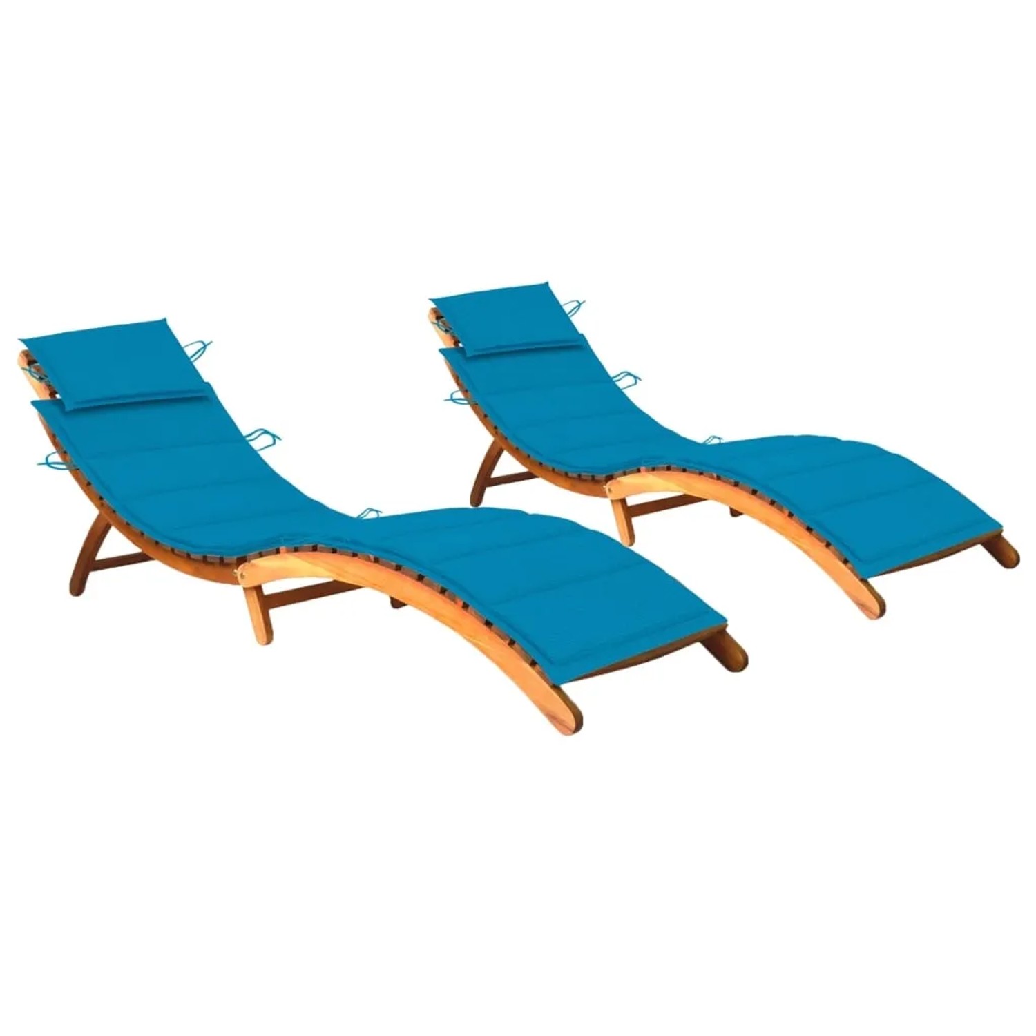 vidaXL Sonnenliegen 2 Stk. mit Auflagen Massivholz Akazie Blau
