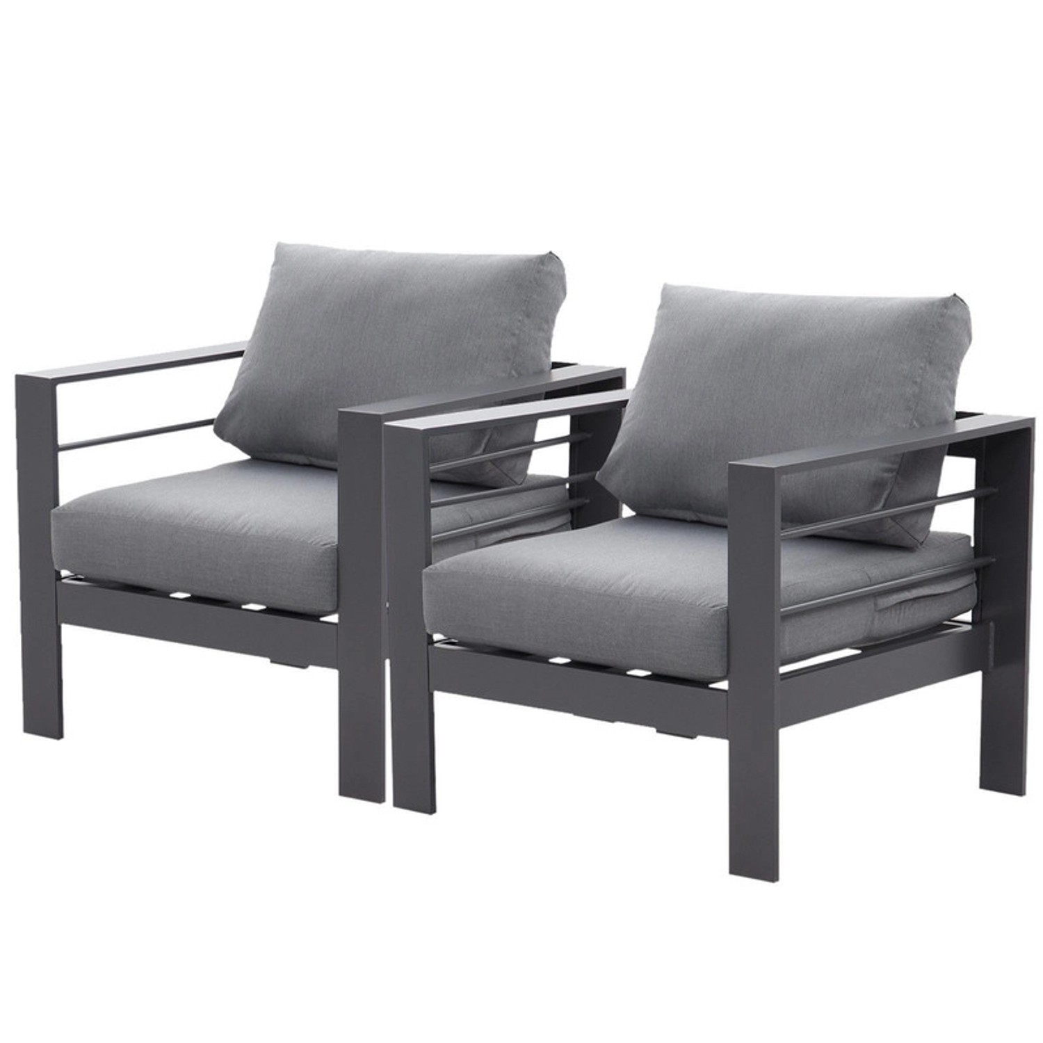 MeXo Gartensessel Outdoor 2 Sitzer Loungesessel Wetterfest Grau
