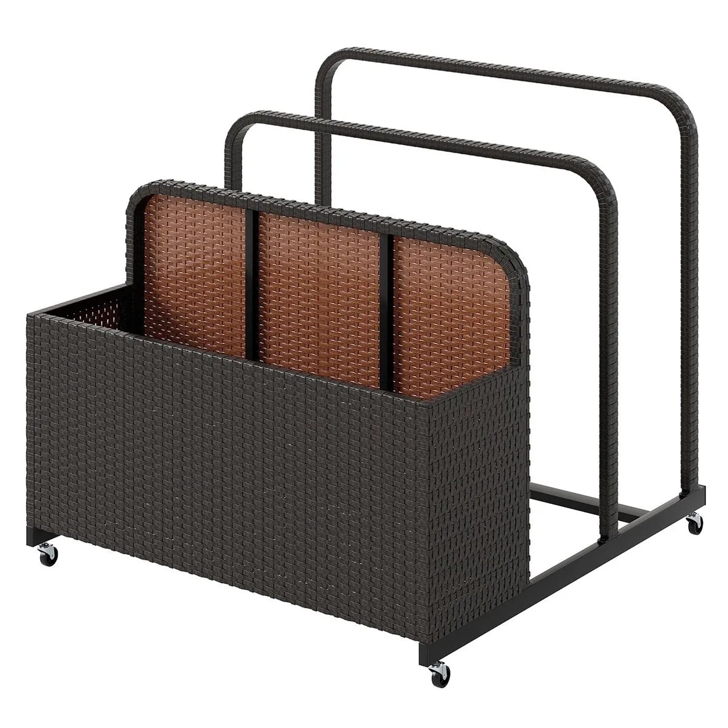 Costway Pool Aufbewahrungskorb mit Rollen Pe Rattan Braun