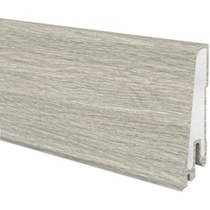 Hartschaum Sockelleiste Modern 60 in Eiche Grau, selbstklebend.