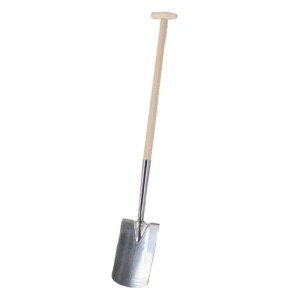 Galaflor Gärtnerspaten aus Edelstahl mit hellem Esche-T-Stiel. Robuster Spaten für Gartenarbeiten.