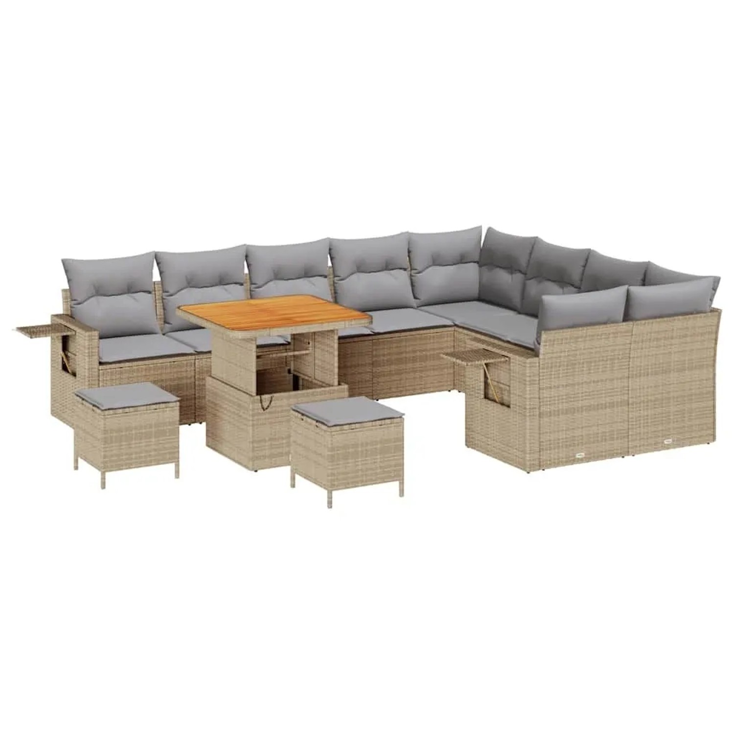 vidaXL Gartensofa-Set mit Kissen 12 Stk Beige und Hellgrau Poly-Rattan 3363 günstig online kaufen