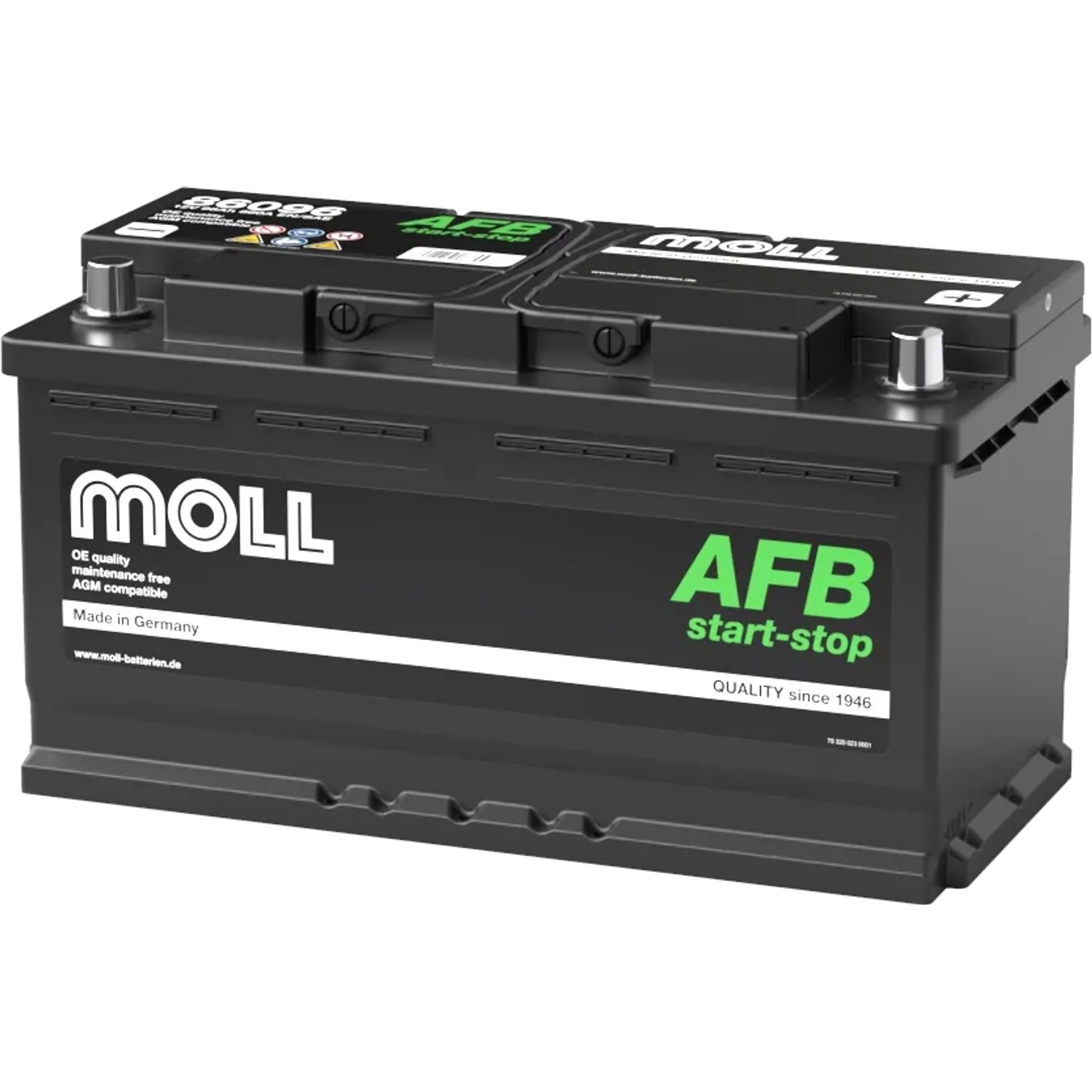 MOLL Batterien 86096 12V 96Ah 860A AFB Ersetzt AGM Start-Stop Starterbatterie Made in Germany