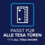 Symbol: Passend für alle tesa Insektenschutz-Türen. Adapter-Set für bohrfreie Montage.