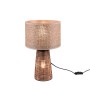 Braune Design-Tischleuchte Straw mit Strohgeflecht-Schirm, 24x24 cm.