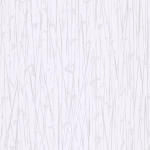 Weiße Vliestapete mit dezentem Pampasgras-Muster für Wohn- und Schlafräume.