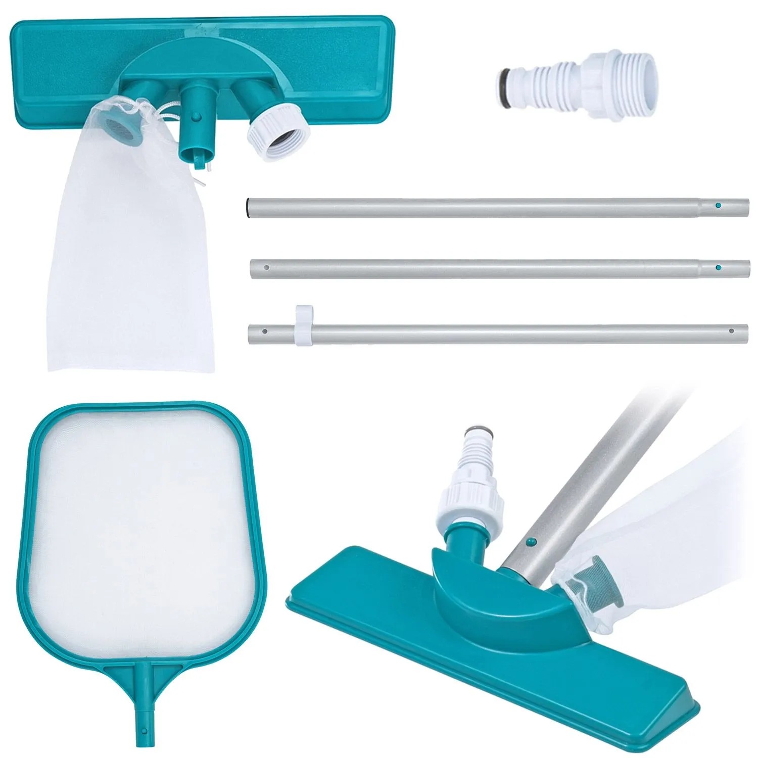 Bestway Poolreinigungsset Stiel 167 Cm Sauger Kescher 58013