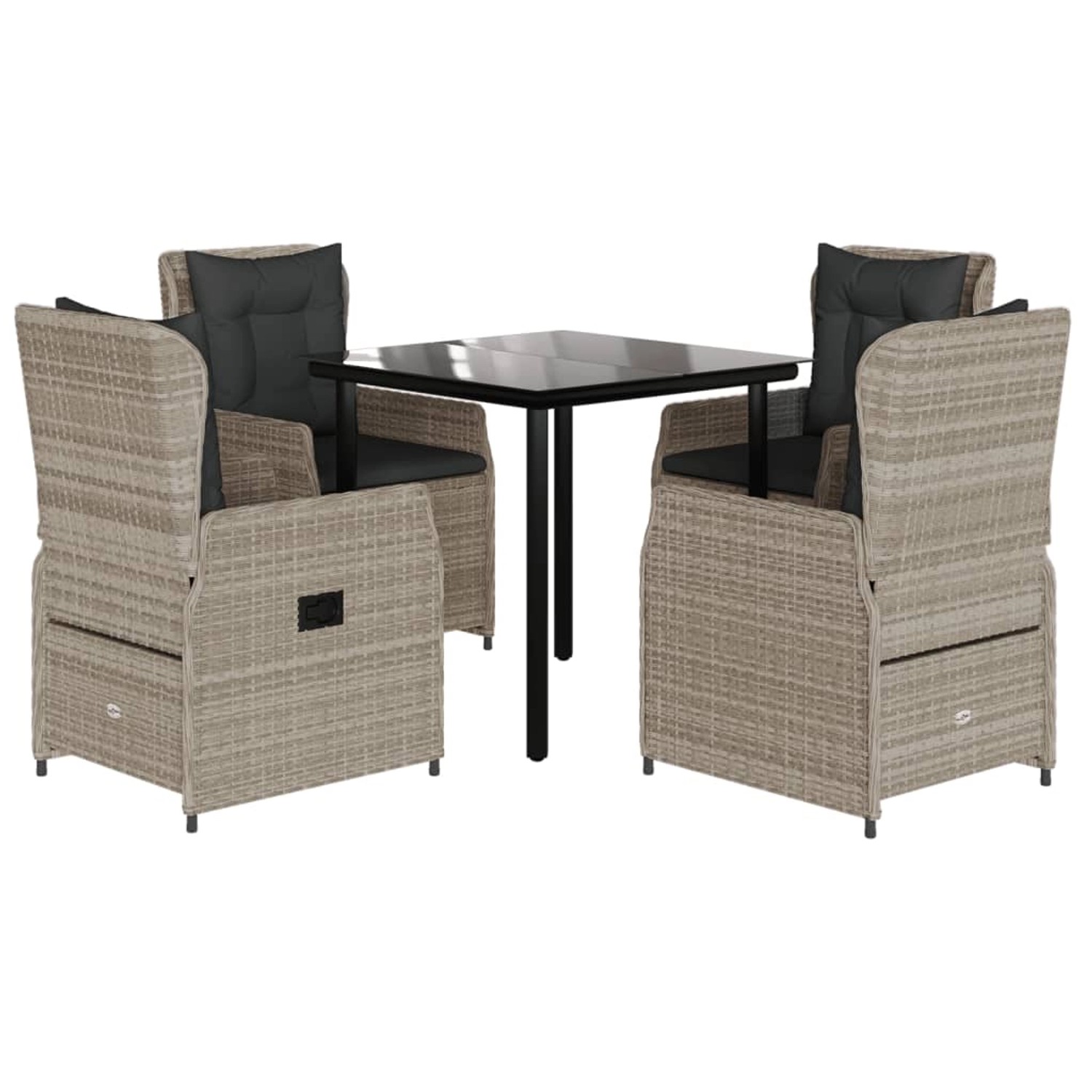 vidaXL 5-Tlg Garten-Essgruppe mit Kissen Hellgrau Poly Rattan 3262904 günstig online kaufen