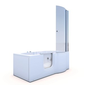 AcquaVapore Seniorendusche und Wanne mit Whirlpool S12D-WP-L, 170x85 cm, mit Duschtür und Duschwand.