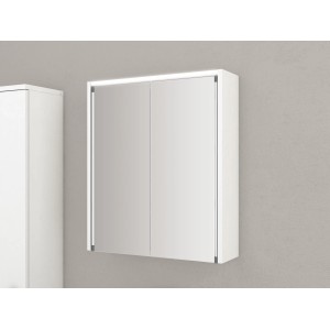 Weißer Sieper Spiegelschrank Nelma (54x63cm) mit LED-Beleuchtung und zwei Spiegeltüren.