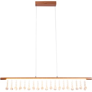Goldene LED-Pendelleuchte Nobilis, ca. 100 cm, mit dekorativen Kristallen.