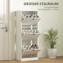 Weißer HOMCOM Schuhschrank mit drei Klappfächern für bis zu 12 Paar Schuhe.