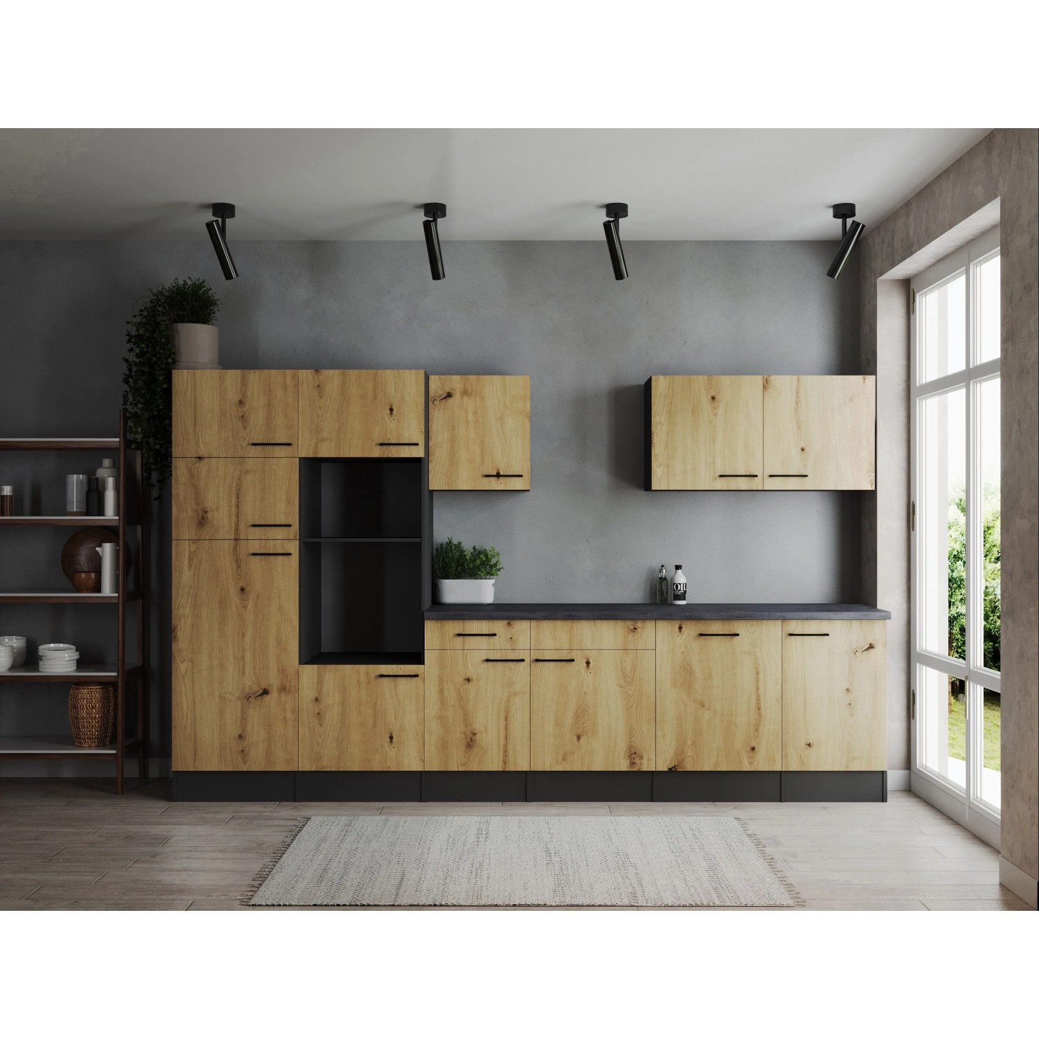 Respekta Küchenzeile Oliver 340 cm Artisan Eiche ohne E-Geräte