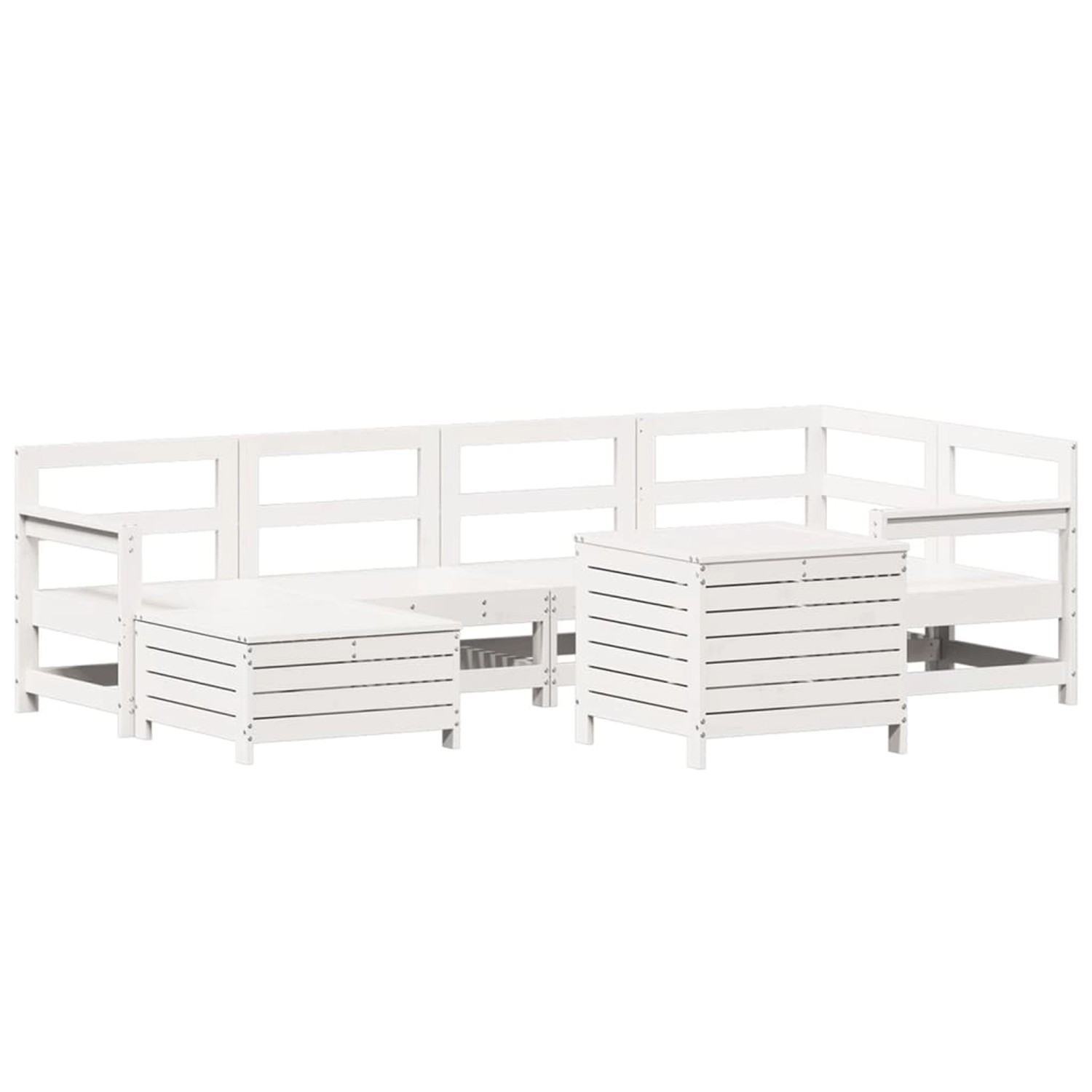 vidaXL 7-Tlg Garten-Sofagarnitur Weiß Massivholz Kiefer 3250985