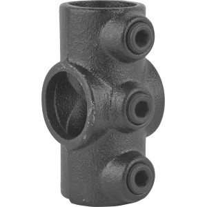 Kreuzstück, durchgehend, 90°, schwarz matt, für Stahlrohre mit Ø 2,7 cm. Ideal für Möbelbau.