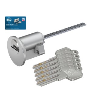 Basi V55 Profil-Außenzylinder, gleichschließend, mit 5 Schlüsseln und Code-Karte.