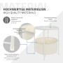 Weißer ML-Design Beistelltisch aus Metall mit Stoffkorb für Wohnzimmer, 52,5cm hoch.
