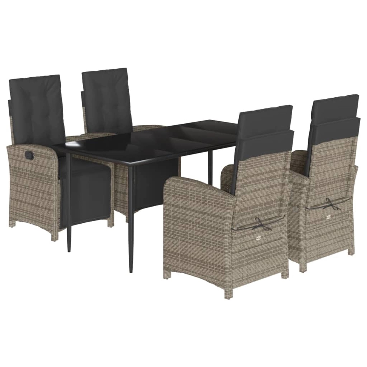 vidaXL 5-Tlg Garten-Essgruppe mit Kissen Grau Poly Rattan 3212559 günstig online kaufen