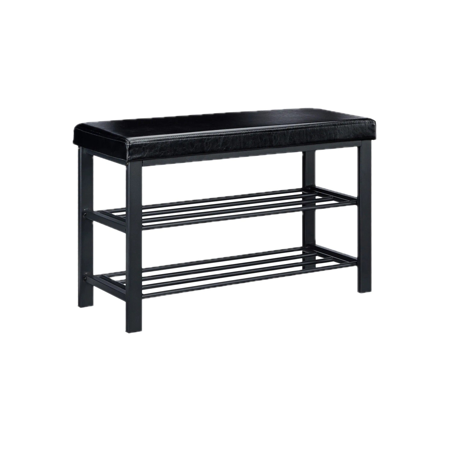Relaxdays Schuhbank Metall Schwarz Gepolstert 49 cm x 81 cm x 31 cm, 7,2 kg