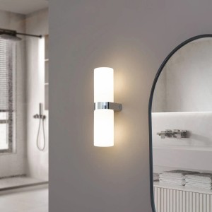 Lucande Wandleuchte Wandlampe Bad Basolo 10020362 Spritzwassergeschützt Modern in Chrom 2-flammig E14 Badezimmerleuchte