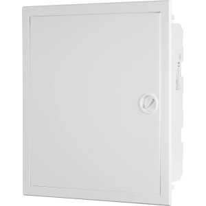 Unterputz Kleinverteiler mit weißer Metalltür, 24 Teilungseinheiten, 38x33,8x9,1 cm.