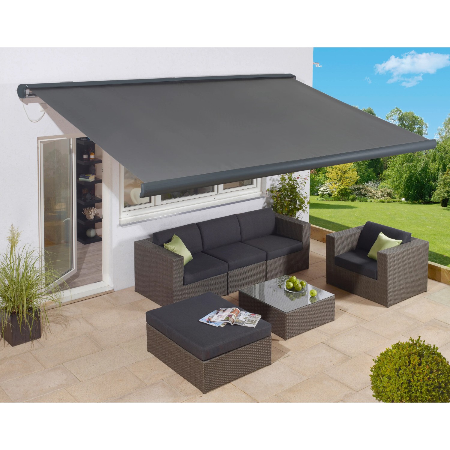 OBI Kassettenmarkise LED Fabiona 400 x 250 cm Anthrazit kaufen bei OBI