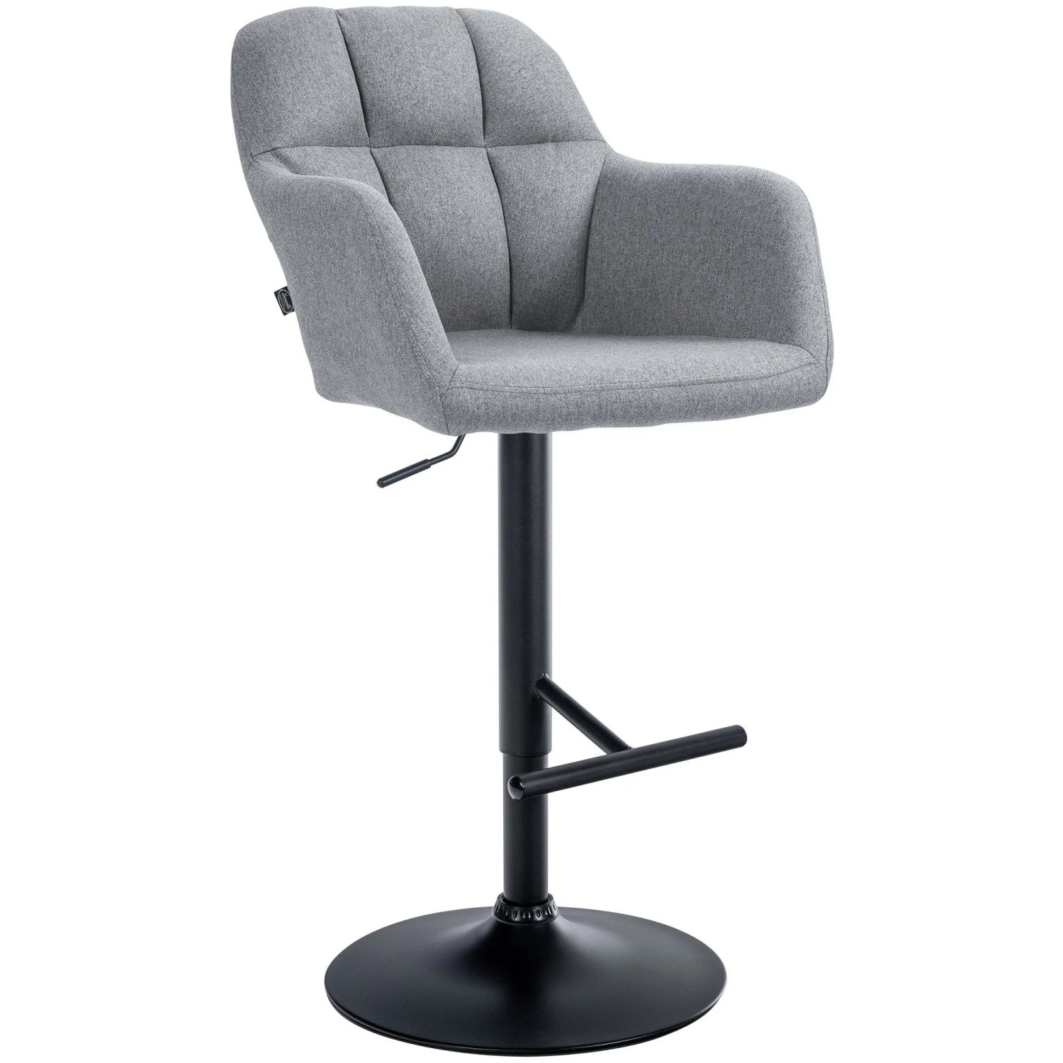 DELUKE Barhocker TUBEL Stoff Grau 57x59x97cm Schwarz Barstuhl Höhenverstellbar Mit Lehne Drehbar Tresenhocker Tresenstuhl