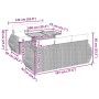 vidaXL Garten-Sofagarnitur, 6-teilig, beige Poly Rattan, mit Maßangaben.