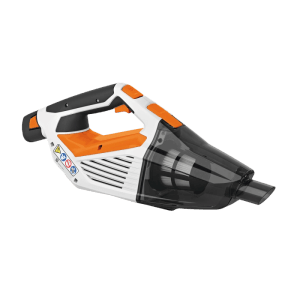 Stihl Akku-Handsauger SEA 20, orange-grau, mit transparentem Schmutzbehälter. Kompakt für schnelle Reinigung.
