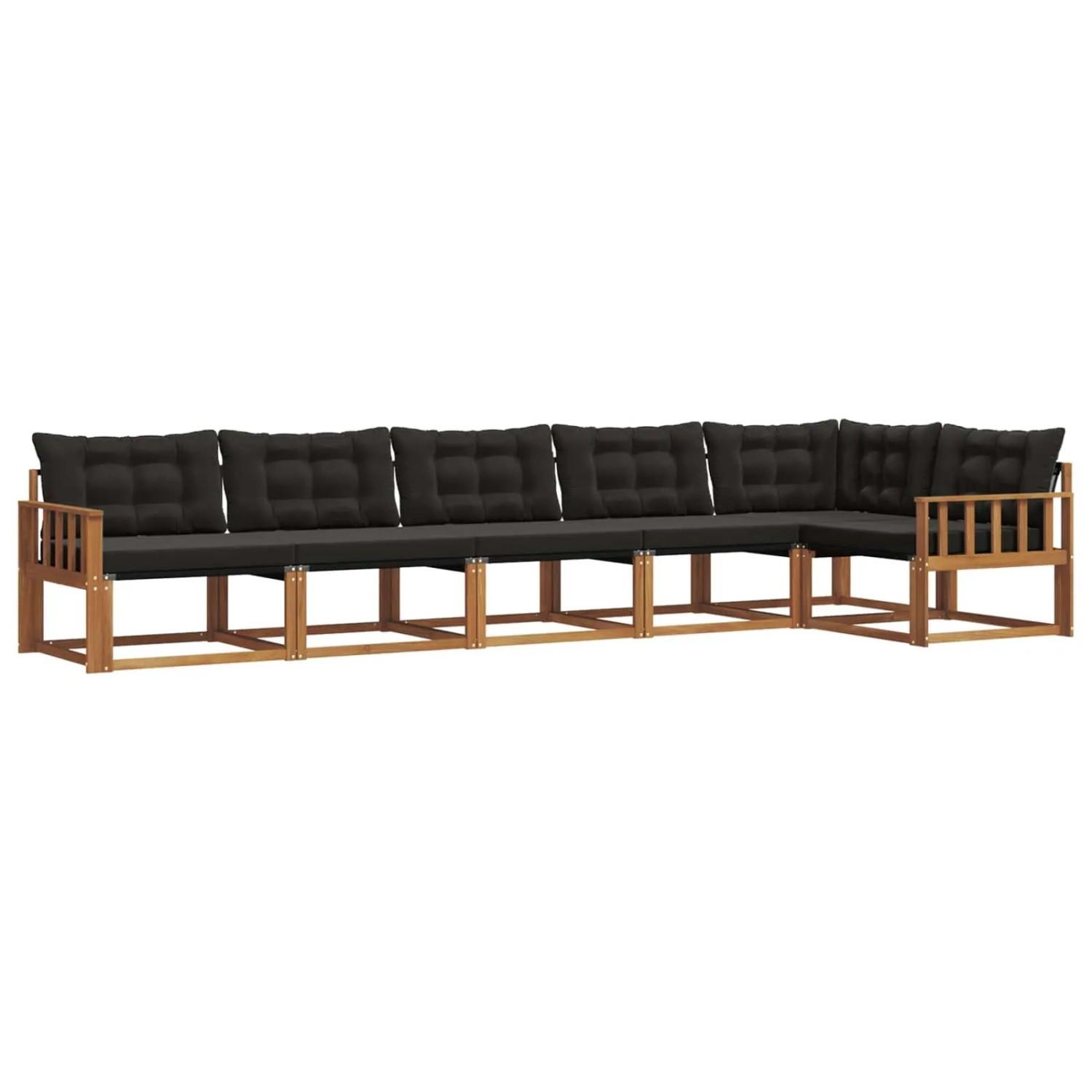 vidaXL Outdoor-Sofagarnitur mit Kissen 6-Tlg Natur und Schwarz 3369503