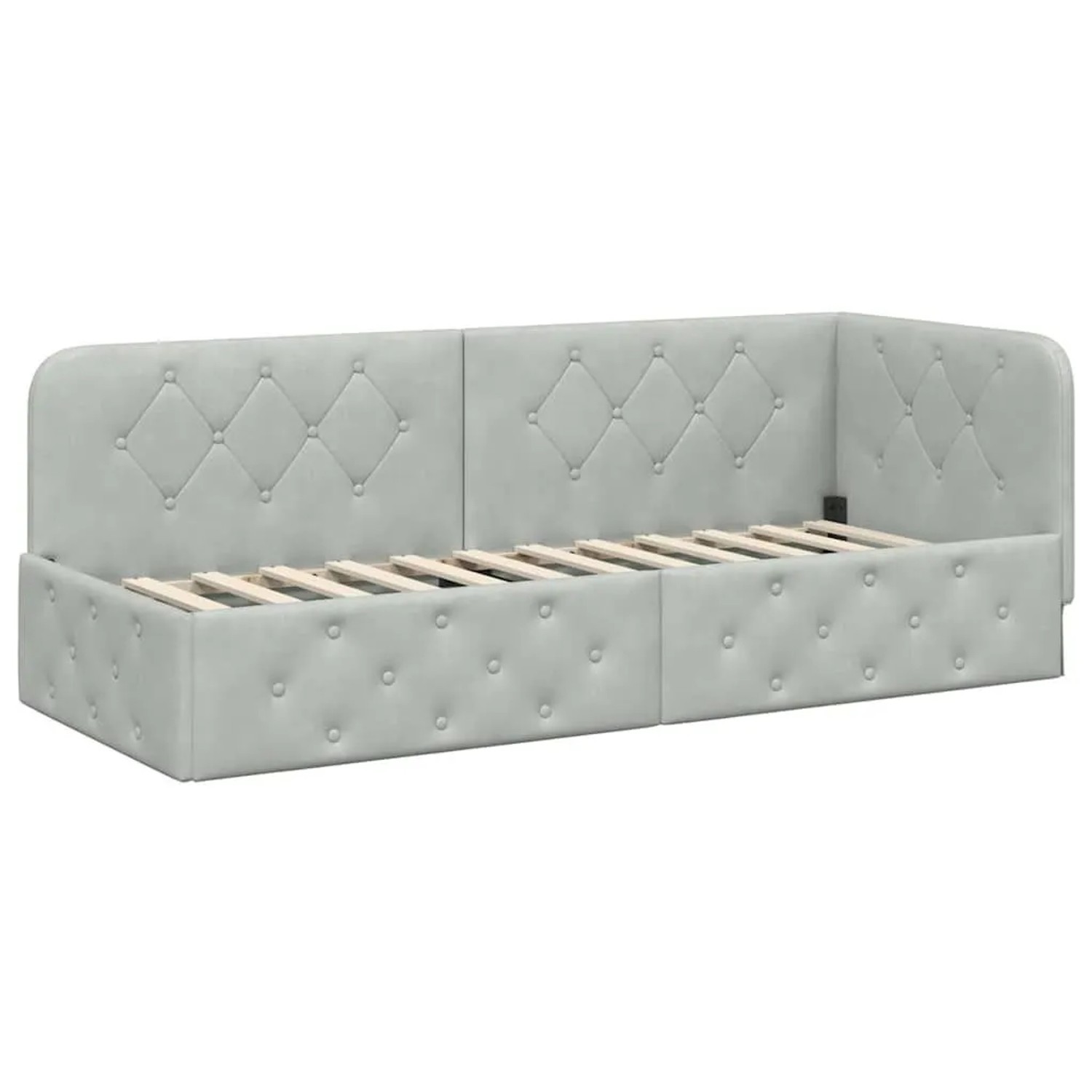 vidaXL Eckbettgestell mit Kopfteil Hellgrau 80 x 200 cm Samt 42016513 günstig online kaufen