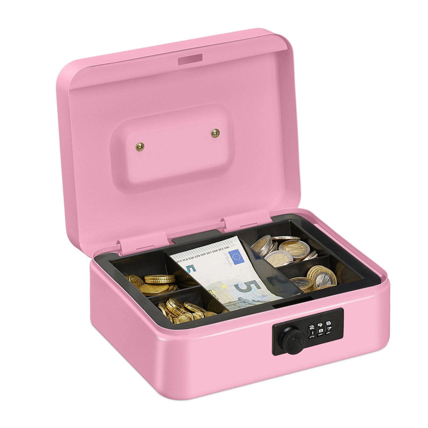 Relaxdays Geldkassette Eisen Pink Abschließbar mit Zahlenkombination 8,5 cm x 20 cm x 17 cm 0,8 kg