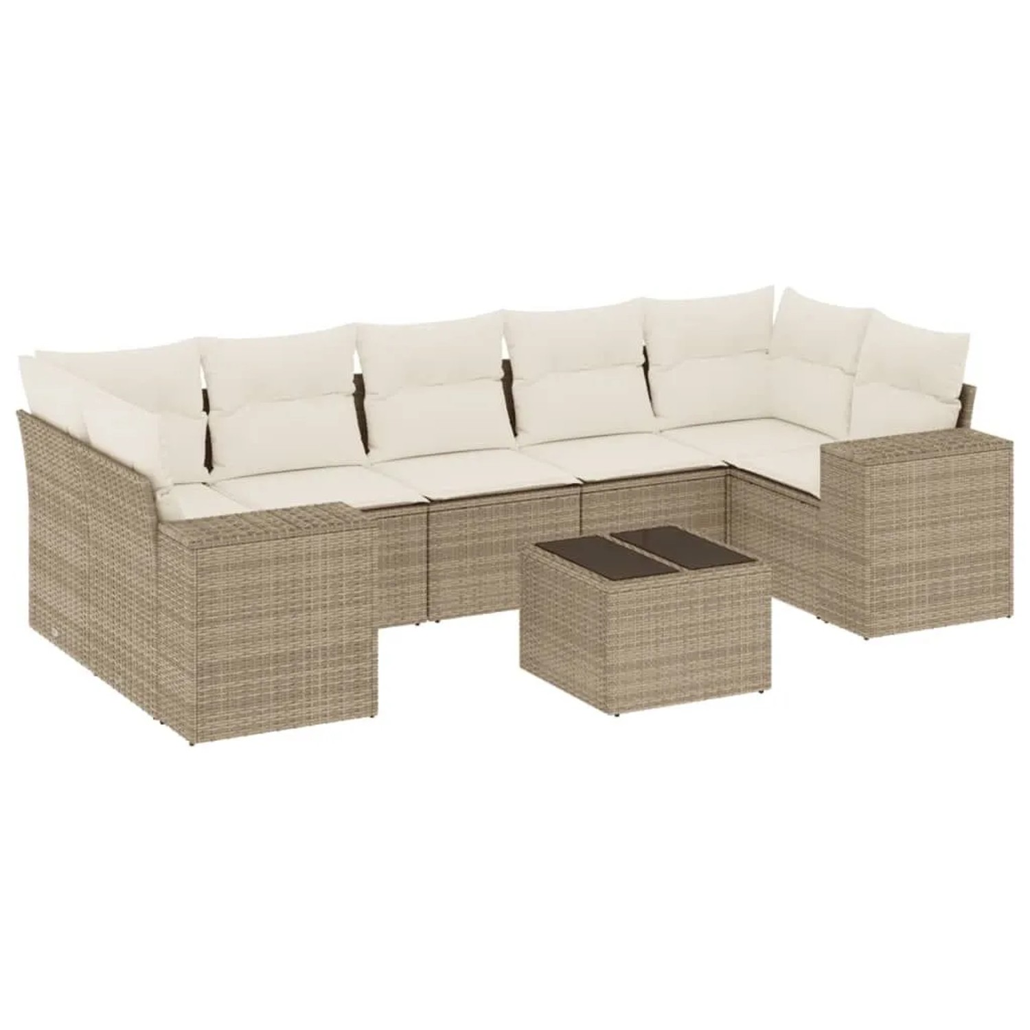 vidaXL 8-Tlg Garten-Sofagarnitur mit Kissen Beige Poly Rattan 3222337