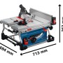 Bosch Professional GTS 100-254 Tischkreissäge mit Maßen, ideal für präzise Schnitte in Werkstatt & Baustelle.
