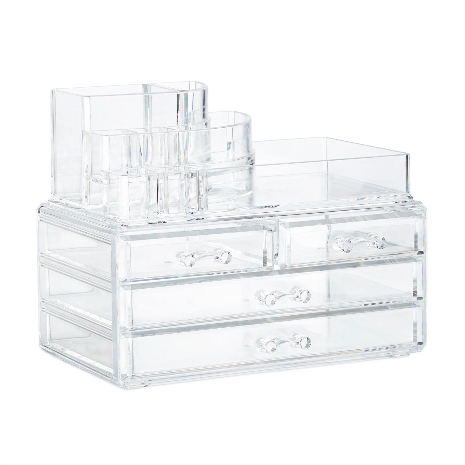 Relaxdays Make Up Organizer Acryl Transparent 4 Schubladen 19 cm x 23,5 cm x 14 cm 1,2 kg