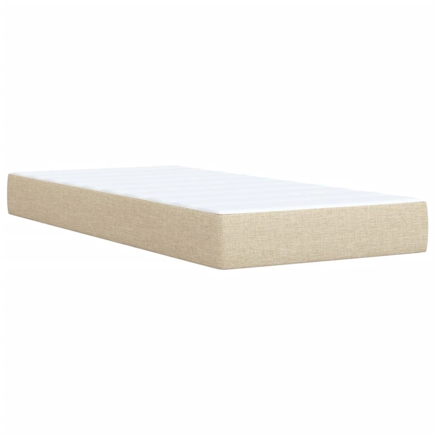 Cremefarbenes vidaXL Boxspringbett 90x190 cm mit Matratze aus Stoff.