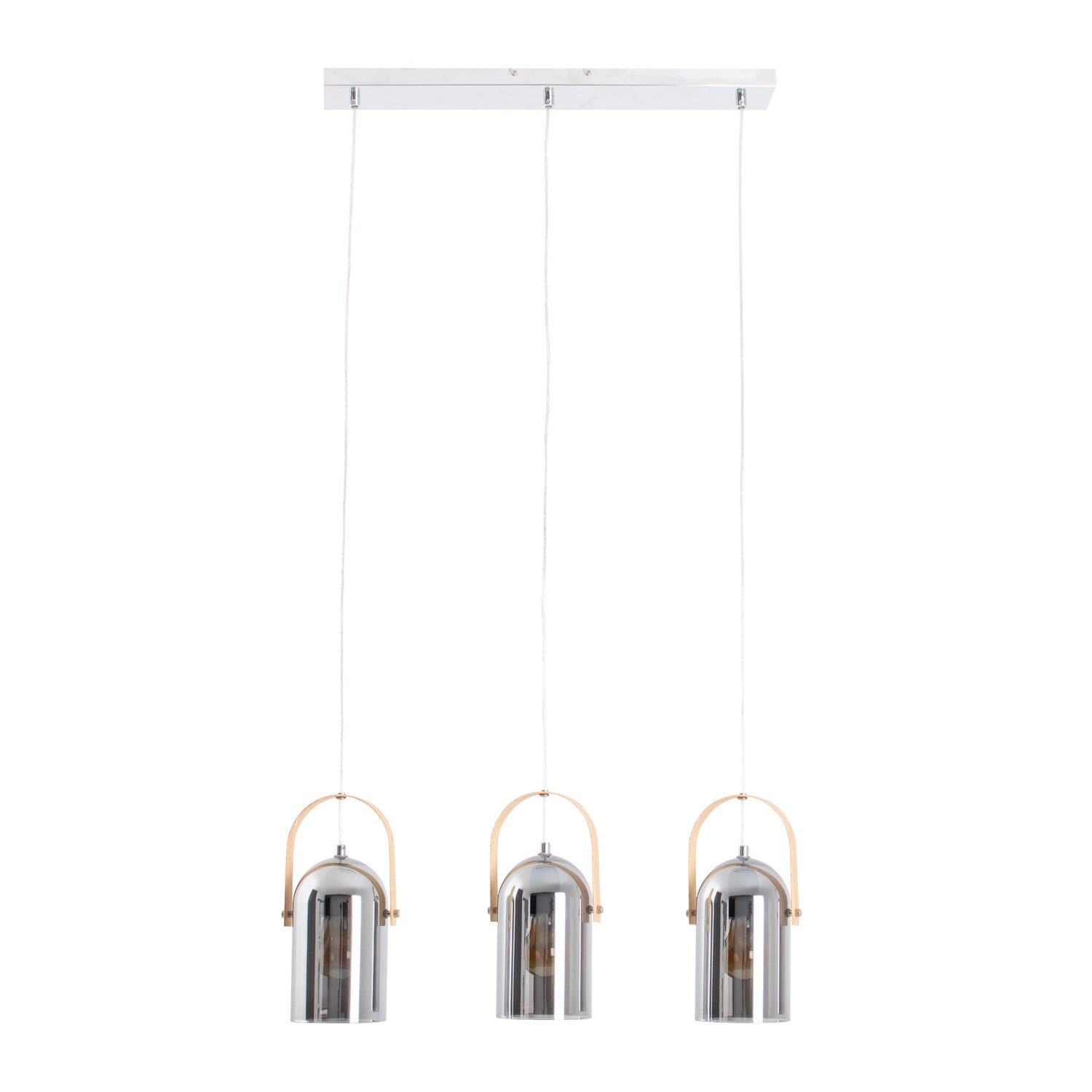 Näve Pendelleuchte Vidrio Silber 141 cm x 11,5 cm 64 cm 3er-Set günstig online kaufen