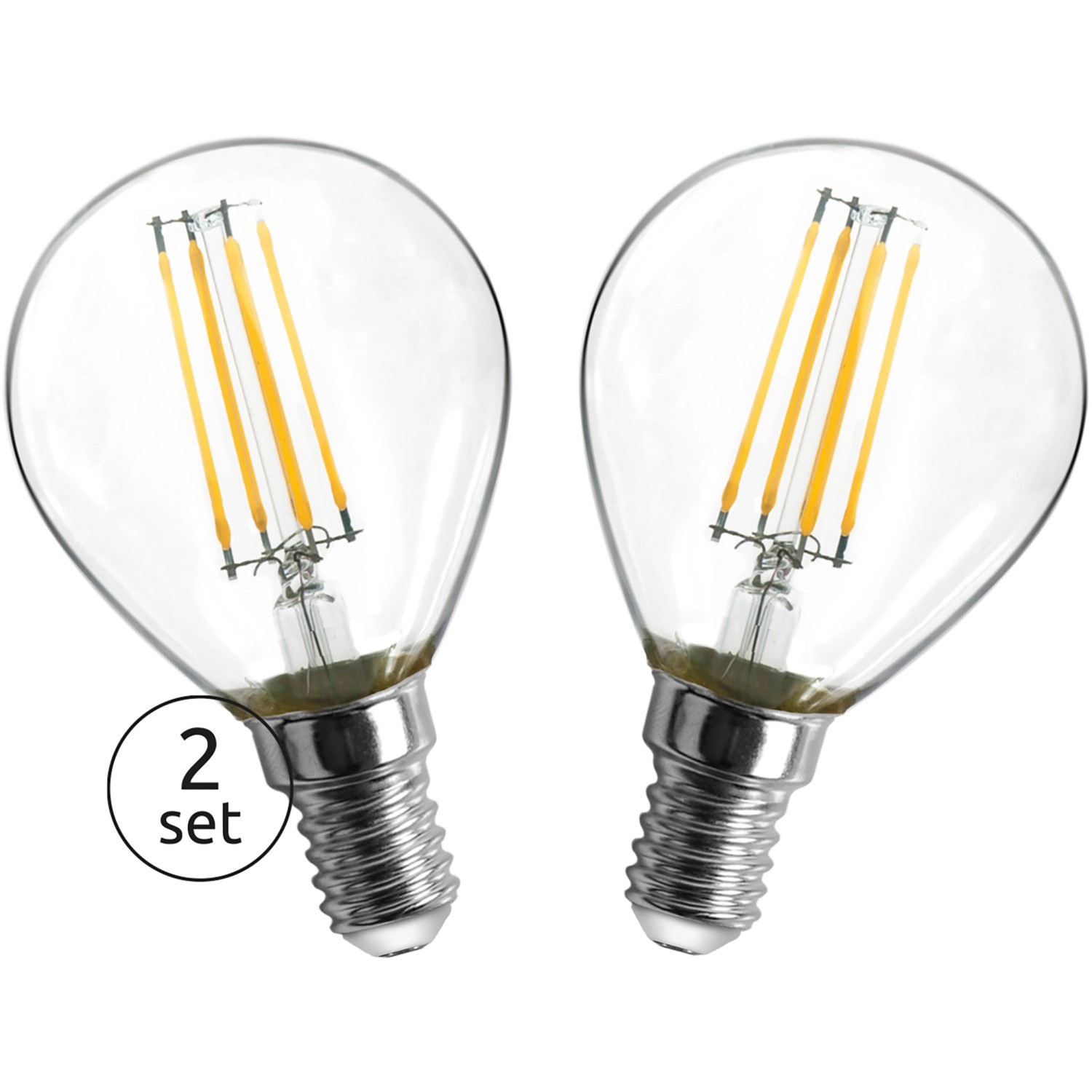 Globo LED-Leuchtmittel E14 4 W Warmweiß 400 lm 2er Set 7,8 x 0,45 cm (H x Ø)