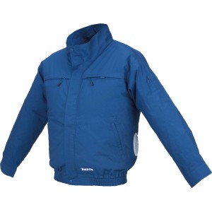 Blaue Makita Akku-Klimajacke DFJ304ZM Gr. M für Arbeitskleidung mit Kühlfunktion.
