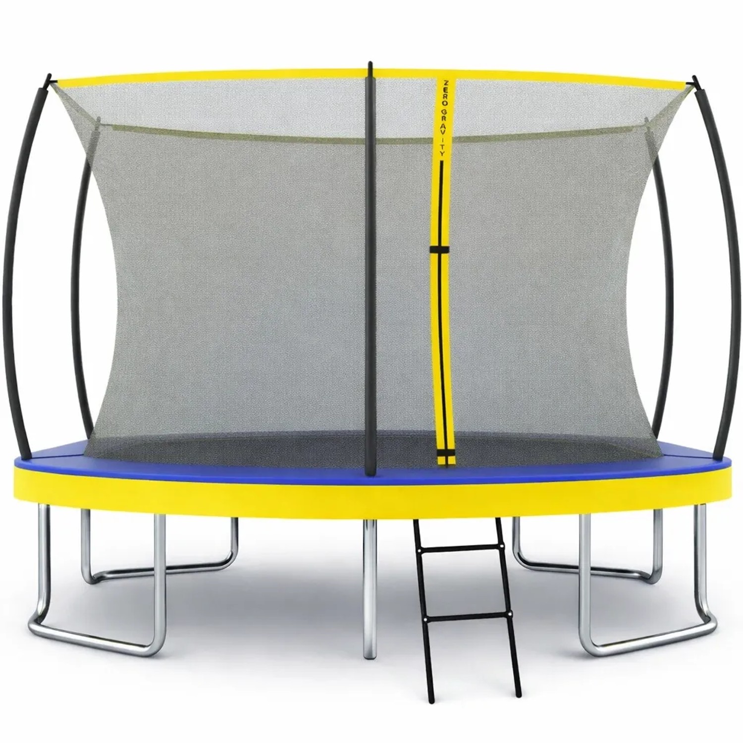 Zero Gravity Trampolin ø 366x244 cm - TÜV GS - Smartes Klappnetz - Inkl. Leiter & Bodenanker - Oval