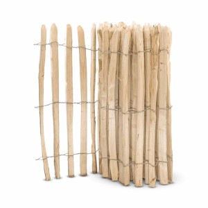 Stiltreu Staketenzaun aus Kastanie, 500x100cm, Lattenabstand 4-6cm. Naturzaun für Garten und Beet.